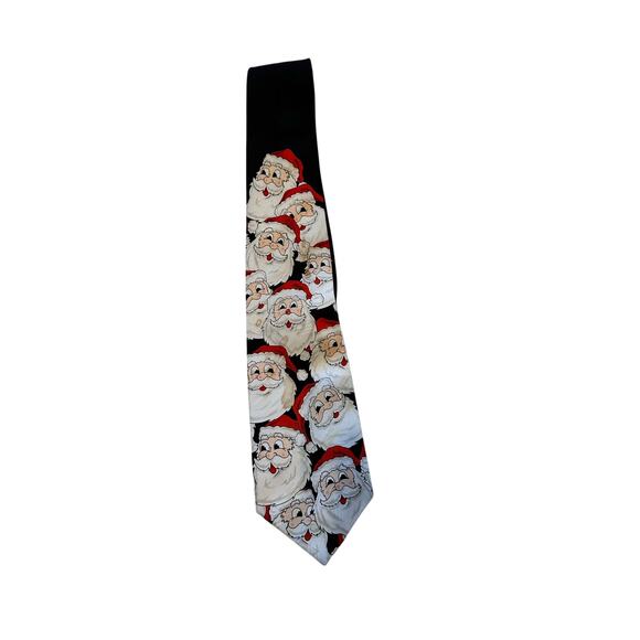 Darland Designs Men's Black red Santa Claus Musical Blinking Christmas Neck Tie - Picture 1 of 5
